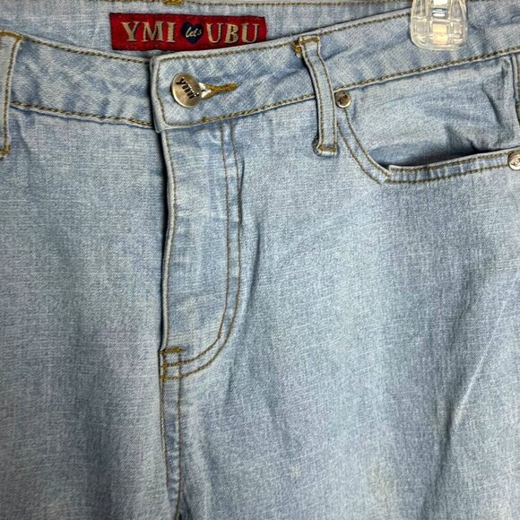 YMI Women's 11 Mid-Rise Flare Jeans Light Wash Stretch Denim Y2K Trendy Western - Picture 2 of 7